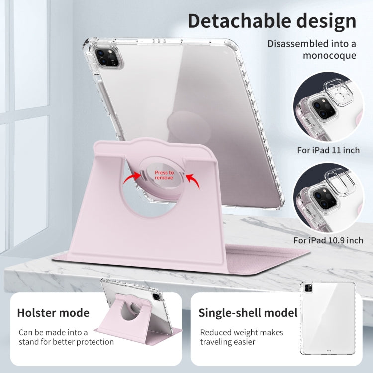 For iPad Pro 13 2024 360 Rotation Detachable Clear Acrylic Leather Tablet Case(Pink) - iPad Pro 13 2024 Cases by PMC TechLife | Online Shopping South Africa | PMC TechLife | Buy Now Pay Later Mobicred