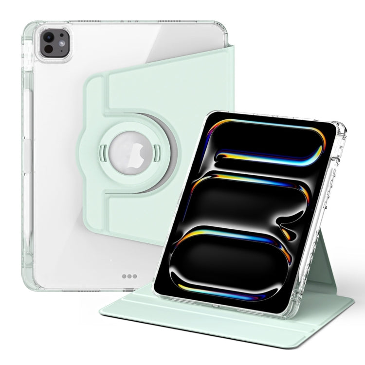 For iPad Pro 13 2024 360 Rotation Detachable Clear Acrylic Leather Tablet Case(Light Green) - iPad Pro 13 2024 Cases by PMC TechLife | Online Shopping South Africa | PMC TechLife | Buy Now Pay Later Mobicred