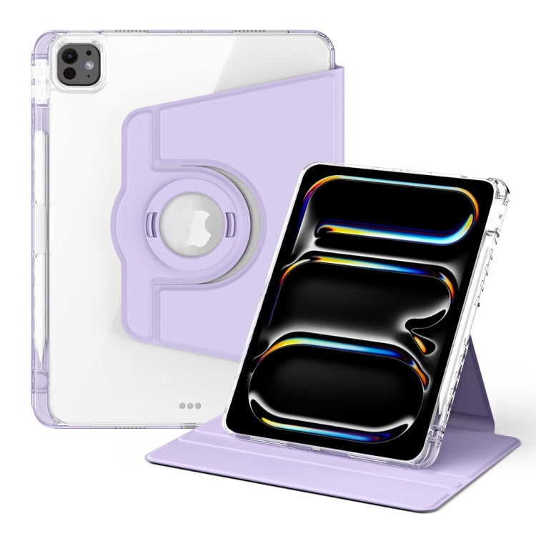 For iPad Pro 13 2024 360 Rotation Detachable Clear Acrylic Leather Tablet Case(Light Purple) - iPad Pro 13 2024 Cases by PMC TechLife | Online Shopping South Africa | PMC TechLife | Buy Now Pay Later Mobicred