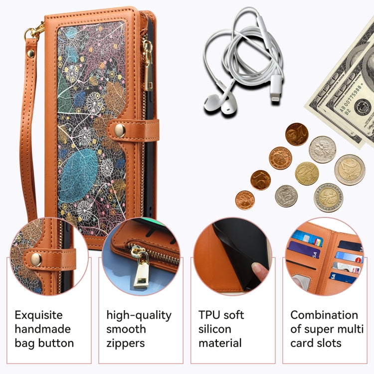 For Motorola Moto G54 ESEBLE Star Series Lanyard Zipper Wallet RFID Leather Case(Brown) - Motorola Cases by ESEBLE | Online Shopping South Africa | PMC TechLife | Buy Now Pay Later Mobicred