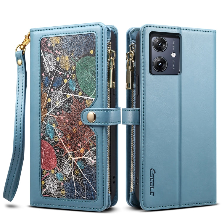 For Motorola Moto G54 ESEBLE Star Series Lanyard Zipper Wallet RFID Leather Case(Blue) - Motorola Cases by ESEBLE | Online Shopping South Africa | PMC TechLife | Buy Now Pay Later Mobicred
