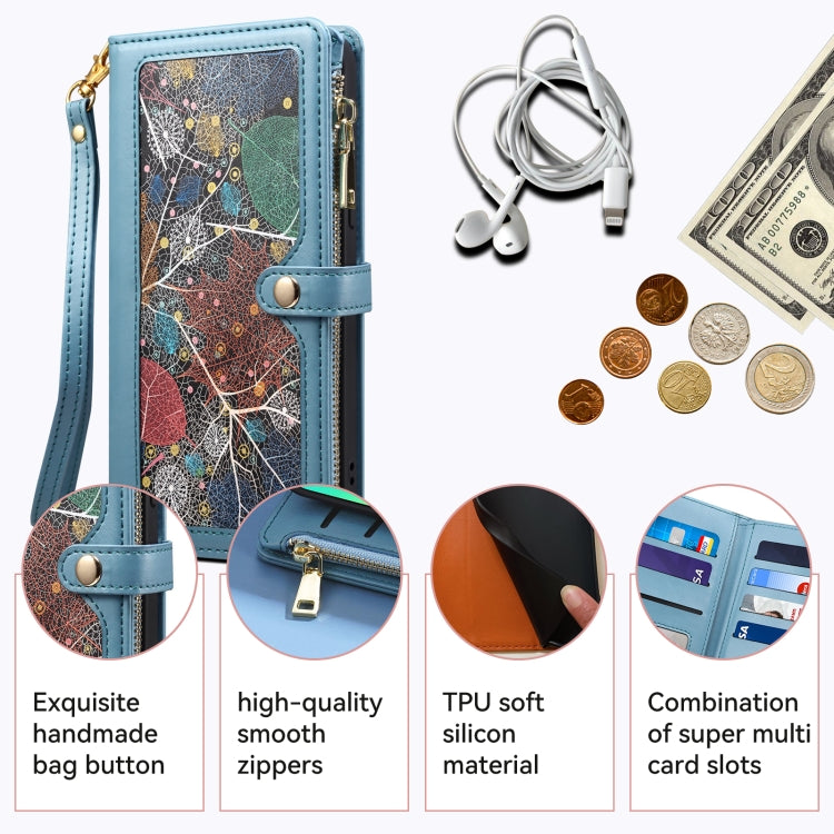 For Motorola Moto G54 ESEBLE Star Series Lanyard Zipper Wallet RFID Leather Case(Blue) - Motorola Cases by ESEBLE | Online Shopping South Africa | PMC TechLife | Buy Now Pay Later Mobicred