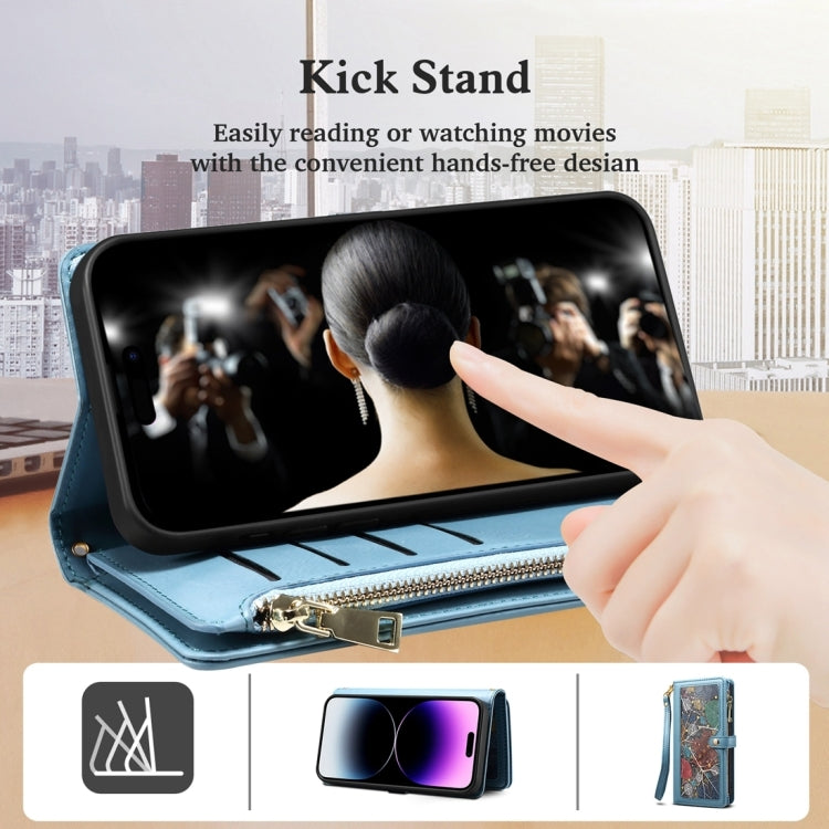 For Motorola Moto G24 Power ESEBLE Star Series Lanyard Zipper Wallet RFID Leather Case(Blue) - Motorola Cases by ESEBLE | Online Shopping South Africa | PMC TechLife | Buy Now Pay Later Mobicred