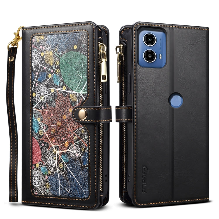 For Motorola Moto G24 Power ESEBLE Star Series Lanyard Zipper Wallet RFID Leather Case(Black) - Motorola Cases by ESEBLE | Online Shopping South Africa | PMC TechLife | Buy Now Pay Later Mobicred