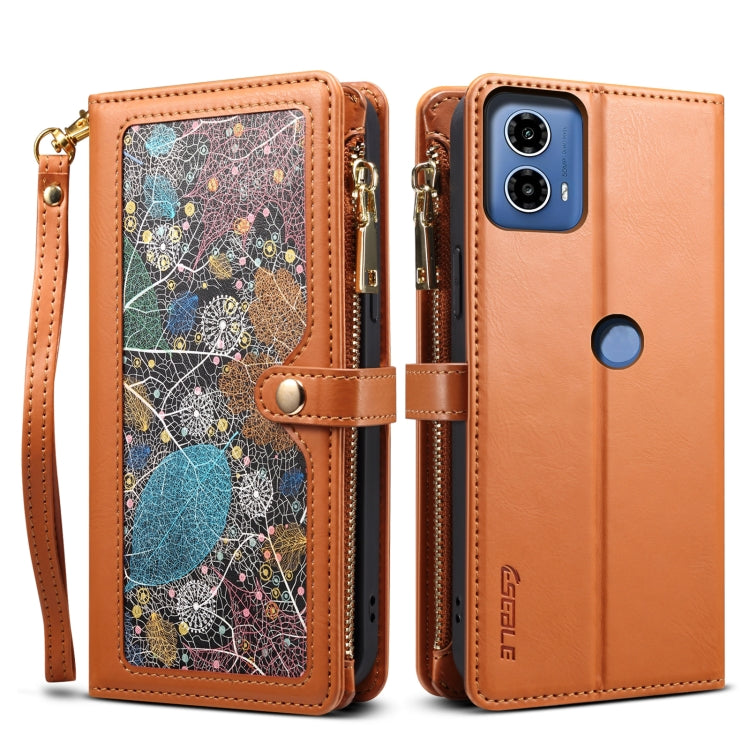 For Motorola Moto G34 ESEBLE Star Series Lanyard Zipper Wallet RFID Leather Case(Brown) - Motorola Cases by ESEBLE | Online Shopping South Africa | PMC TechLife | Buy Now Pay Later Mobicred