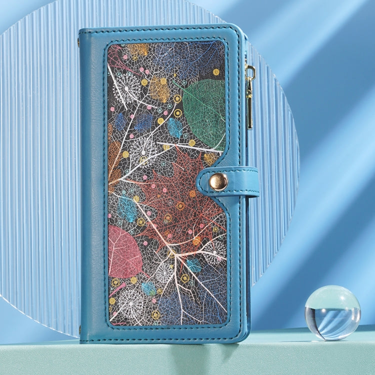 For Motorola Moto G34 ESEBLE Star Series Lanyard Zipper Wallet RFID Leather Case(Blue) - Motorola Cases by ESEBLE | Online Shopping South Africa | PMC TechLife | Buy Now Pay Later Mobicred