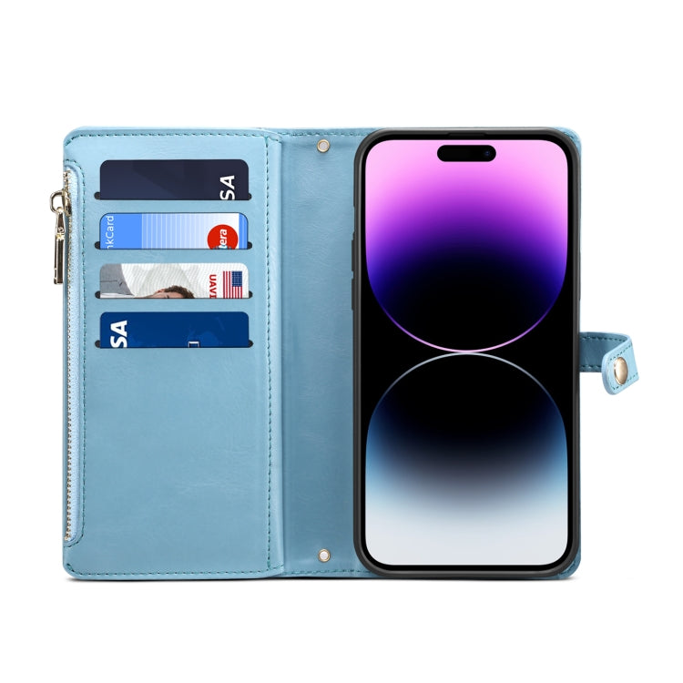 For Motorola Edge 50 Fusion ESEBLE Star Series Lanyard Zipper Wallet RFID Leather Case(Blue) - Motorola Cases by ESEBLE | Online Shopping South Africa | PMC TechLife | Buy Now Pay Later Mobicred