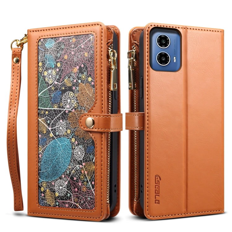 For Motorola Moto G85 ESEBLE Star Series Lanyard Zipper Wallet RFID Leather Case(Brown) - Motorola Cases by ESEBLE | Online Shopping South Africa | PMC TechLife | Buy Now Pay Later Mobicred