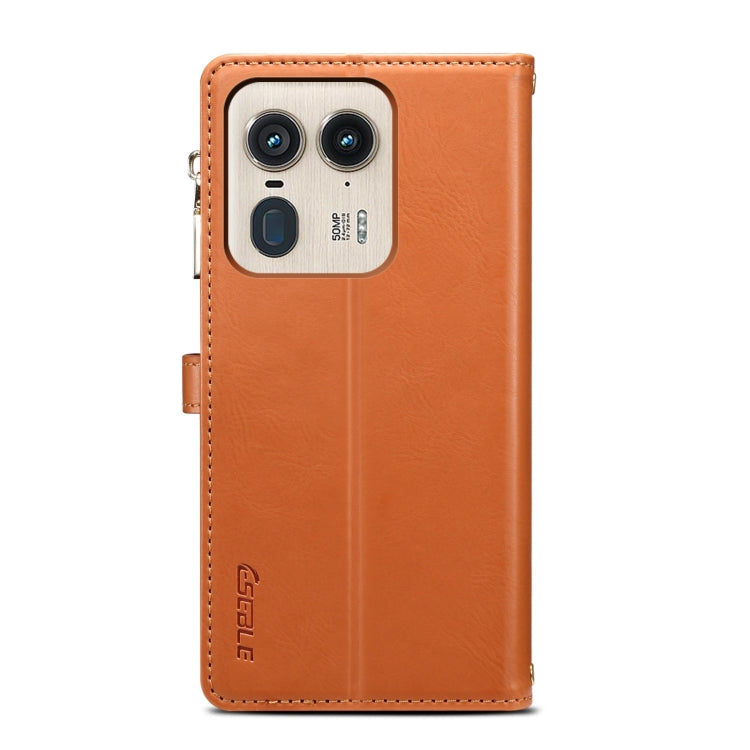 For Motorola Edge 50 Ultra ESEBLE Star Series Lanyard Zipper Wallet RFID Leather Case(Brown) - Motorola Cases by ESEBLE | Online Shopping South Africa | PMC TechLife | Buy Now Pay Later Mobicred