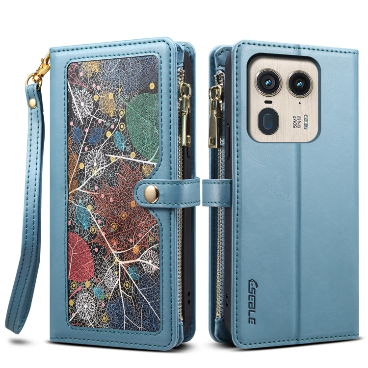 For Motorola Edge 50 Ultra ESEBLE Star Series Lanyard Zipper Wallet RFID Leather Case(Blue) - Motorola Cases by ESEBLE | Online Shopping South Africa | PMC TechLife | Buy Now Pay Later Mobicred
