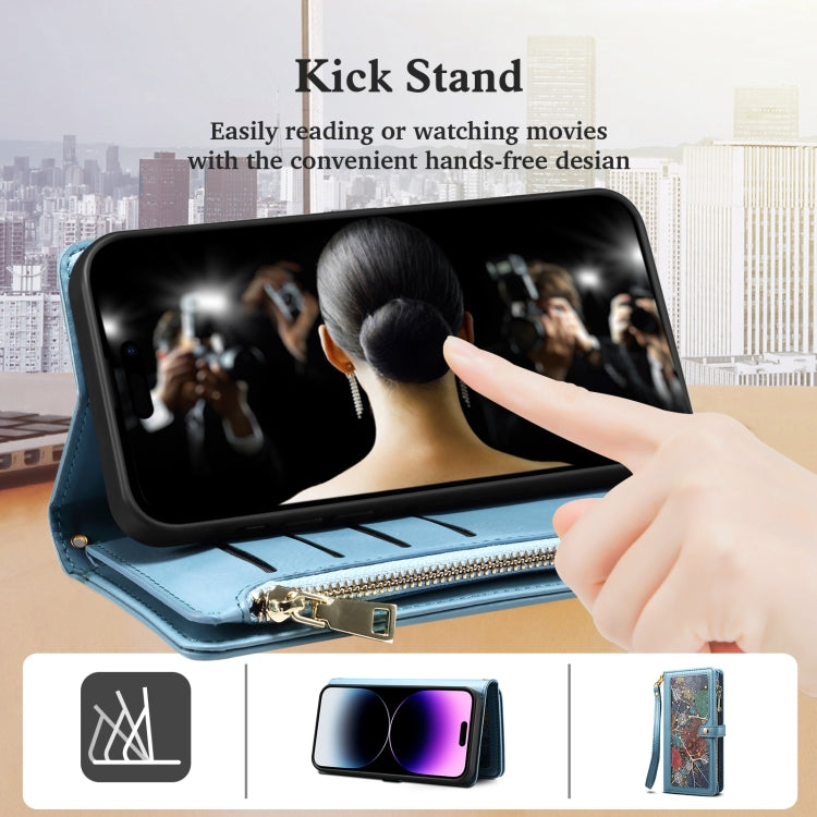 For Motorola Edge 50 Ultra ESEBLE Star Series Lanyard Zipper Wallet RFID Leather Case(Blue) - Motorola Cases by ESEBLE | Online Shopping South Africa | PMC TechLife | Buy Now Pay Later Mobicred