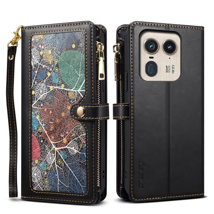 For Motorola Edge 50 Ultra ESEBLE Star Series Lanyard Zipper Wallet RFID Leather Case(Black) - Motorola Cases by ESEBLE | Online Shopping South Africa | PMC TechLife | Buy Now Pay Later Mobicred