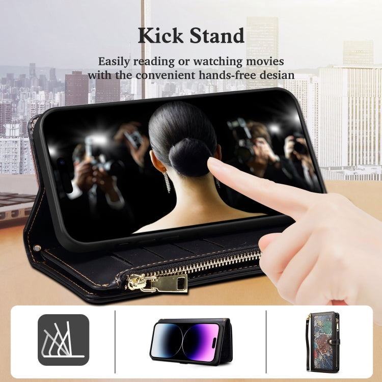 For Motorola Edge 50 Ultra ESEBLE Star Series Lanyard Zipper Wallet RFID Leather Case(Black) - Motorola Cases by ESEBLE | Online Shopping South Africa | PMC TechLife | Buy Now Pay Later Mobicred