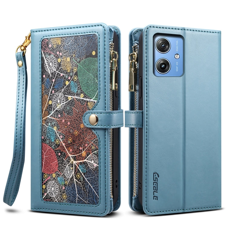 For Motorola Moto G64 5G Global ESEBLE Star Series Lanyard Zipper Wallet RFID Leather Case(Blue) - Motorola Cases by ESEBLE | Online Shopping South Africa | PMC TechLife | Buy Now Pay Later Mobicred