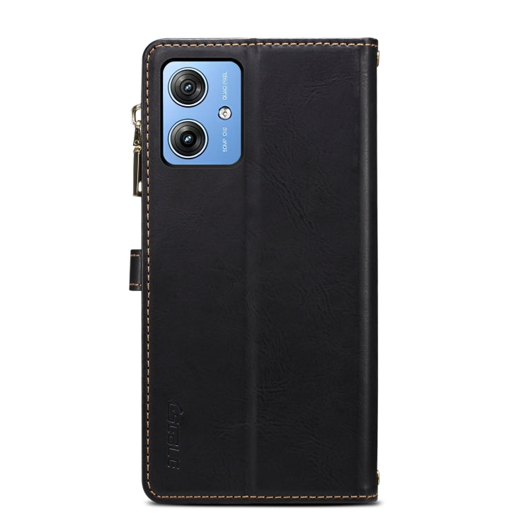 For Motorola Moto G64 5G Global ESEBLE Star Series Lanyard Zipper Wallet RFID Leather Case(Black) - free shipping - PMC TechLife - Order now!