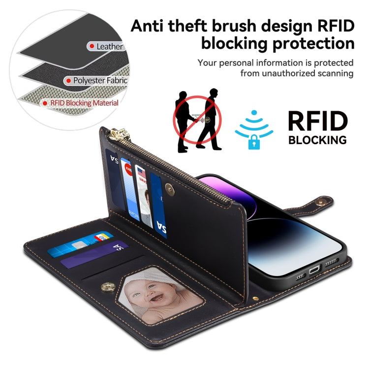 For Motorola Moto G64 5G Global ESEBLE Star Series Lanyard Zipper Wallet RFID Leather Case(Black) - free shipping - PMC TechLife - Order now!