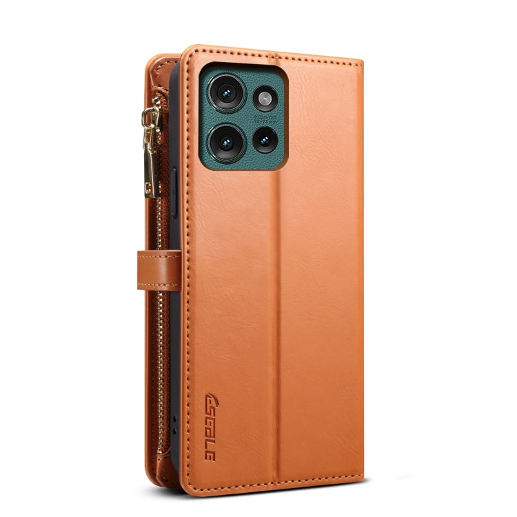 For Motorola Edge 50 5G Global ESEBLE Star Series Lanyard Zipper Wallet RFID Leather Case(Brown) - Motorola Cases by ESEBLE | Online Shopping South Africa | PMC TechLife | Buy Now Pay Later Mobicred