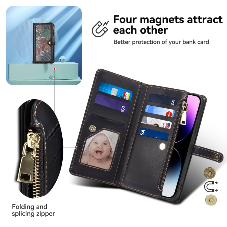For Motorola Edge 50 5G Global ESEBLE Star Series Lanyard Zipper Wallet RFID Leather Case(Black) - Motorola Cases by ESEBLE | Online Shopping South Africa | PMC TechLife | Buy Now Pay Later Mobicred