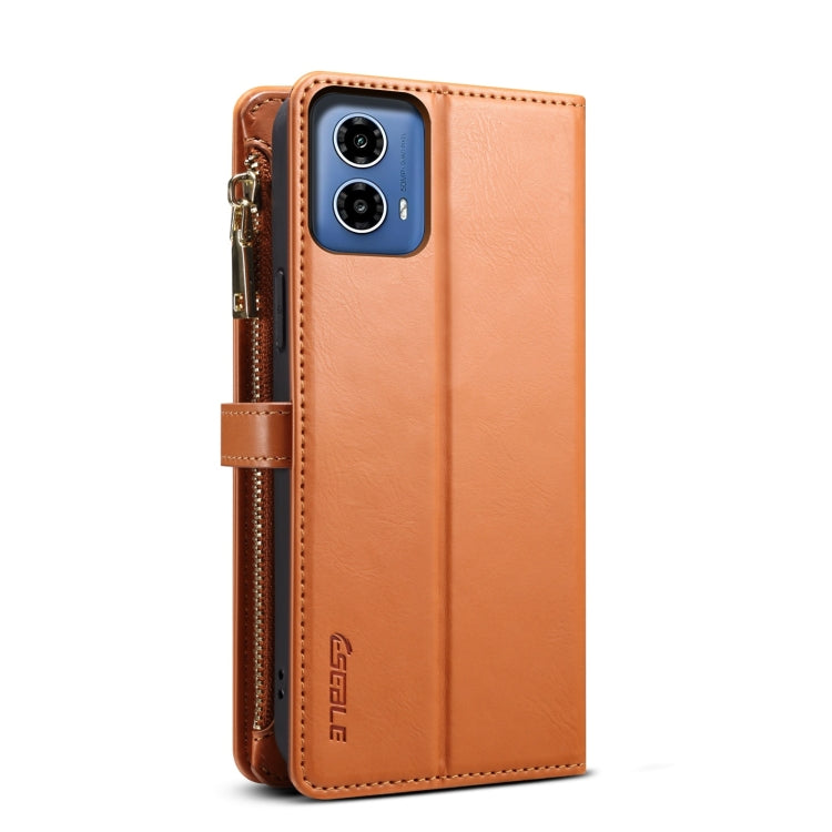 For Motorola Moto G34 5G / G45 5G ESEBLE Star Series Lanyard Zipper Wallet RFID Leather Case(Brown) - Motorola Cases by ESEBLE | Online Shopping South Africa | PMC TechLife | Buy Now Pay Later Mobicred