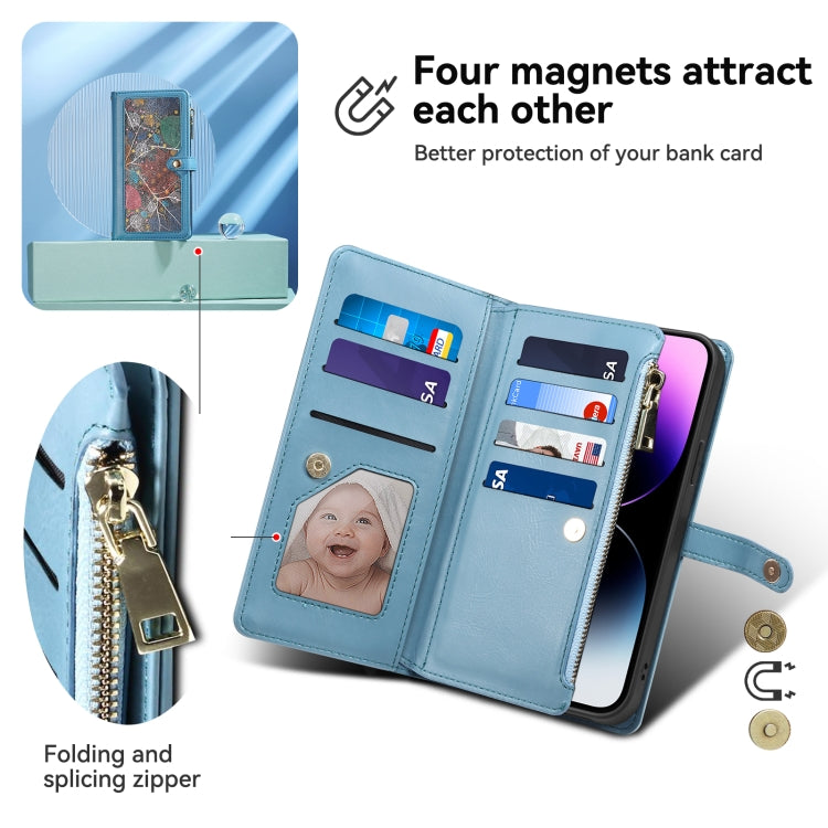 For Motorola Moto G34 5G / G45 5G ESEBLE Star Series Lanyard Zipper Wallet RFID Leather Case(Blue) - Motorola Cases by ESEBLE | Online Shopping South Africa | PMC TechLife | Buy Now Pay Later Mobicred