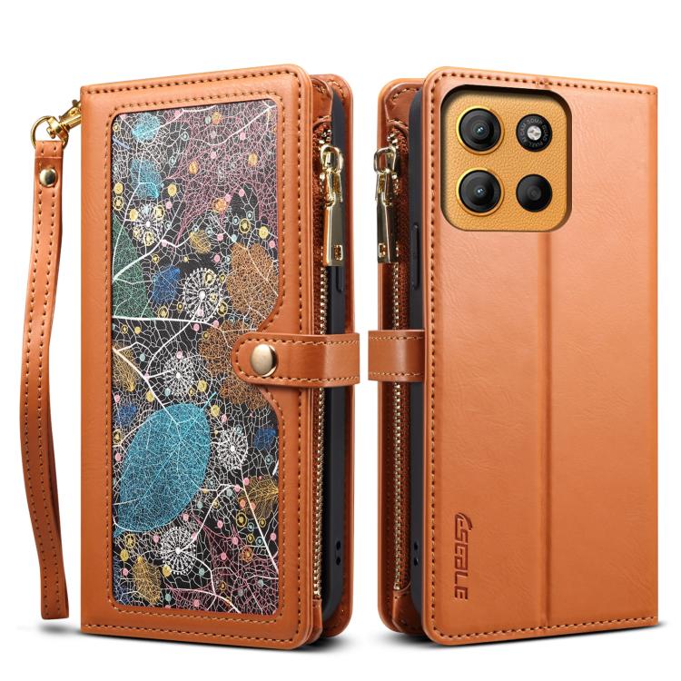 For Motorola Moto G15 ESEBLE Star Series Lanyard Zipper Wallet RFID Leather Case(Brown) - Motorola Cases by ESEBLE | Online Shopping South Africa | PMC TechLife | Buy Now Pay Later Mobicred