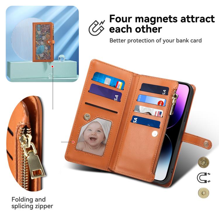 For Motorola Moto G15 ESEBLE Star Series Lanyard Zipper Wallet RFID Leather Case(Brown) - Motorola Cases by ESEBLE | Online Shopping South Africa | PMC TechLife | Buy Now Pay Later Mobicred