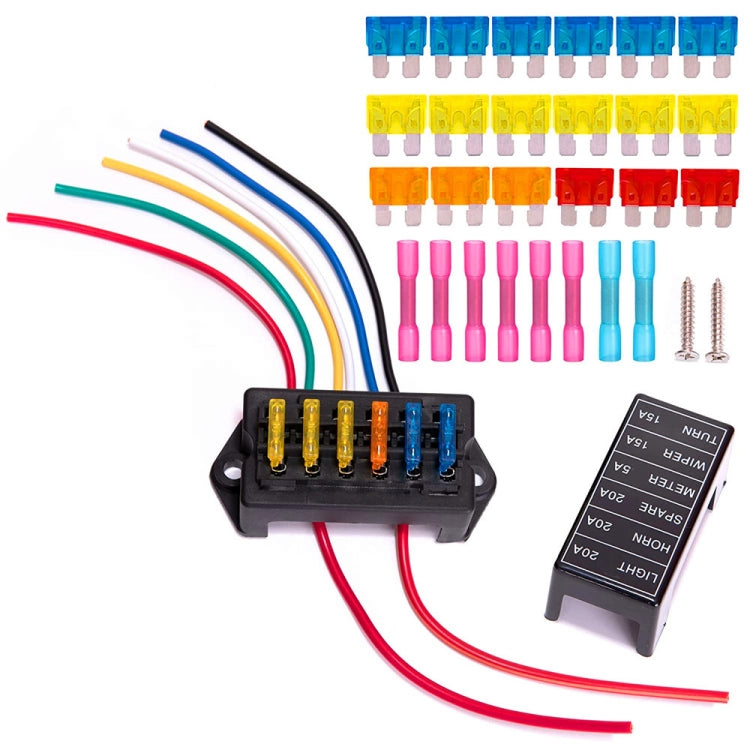 6 Ways 2 In 6 Out Fuse Box Fuse Panel Holder with Fuse - Fuse by PMC TechLife | Online Shopping South Africa | PMC TechLife | Buy Now Pay Later Mobicred