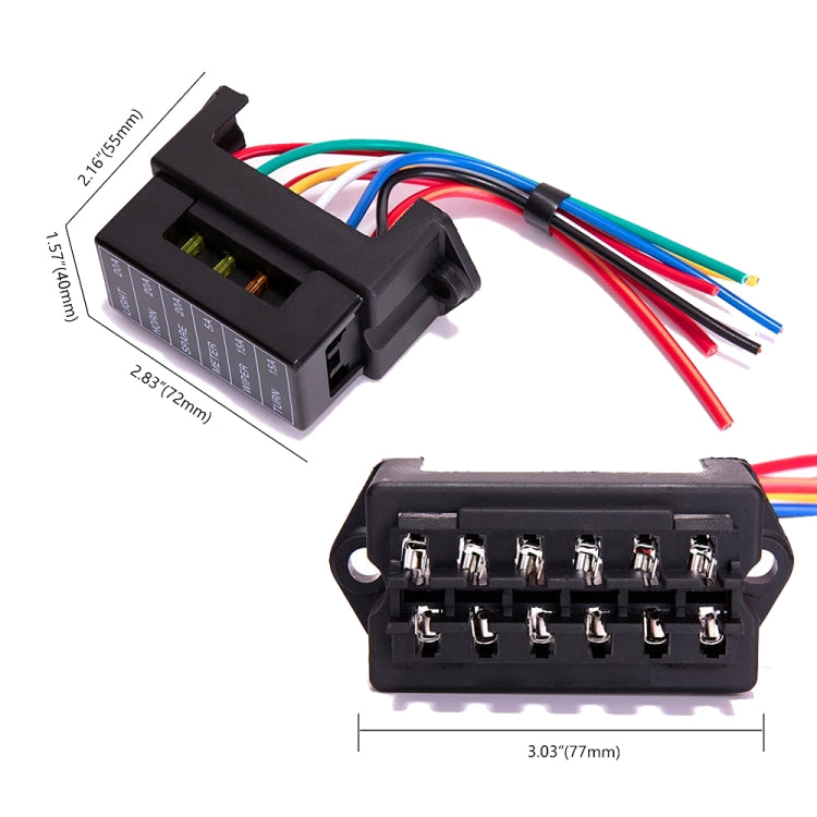 6 Ways 2 In 6 Out Fuse Box Fuse Panel Holder with Fuse - Fuse by PMC TechLife | Online Shopping South Africa | PMC TechLife | Buy Now Pay Later Mobicred