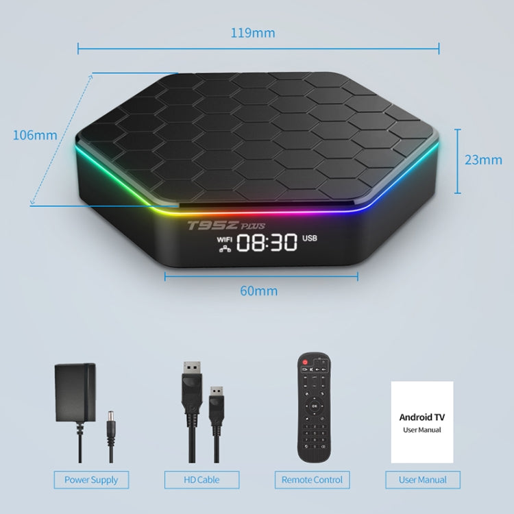 T95Z Plus 8K WiFi6 Android 12.0 Smart TV Box with Remote Control, 4GB+64GB, Allwinner H618 Quad-Core(US Plug) - Others by PMC TechLife | Online Shopping South Africa | PMC TechLife | Buy Now Pay Later Mobicred