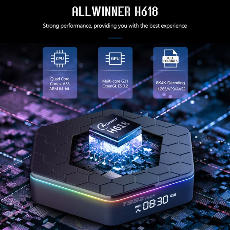 T95Z Plus 8K WiFi6 Android 12.0 Smart TV Box with Remote Control, 4GB+128GB, Allwinner H618 Quad-Core(US Plug) - Others by PMC TechLife | Online Shopping South Africa | PMC TechLife | Buy Now Pay Later Mobicred