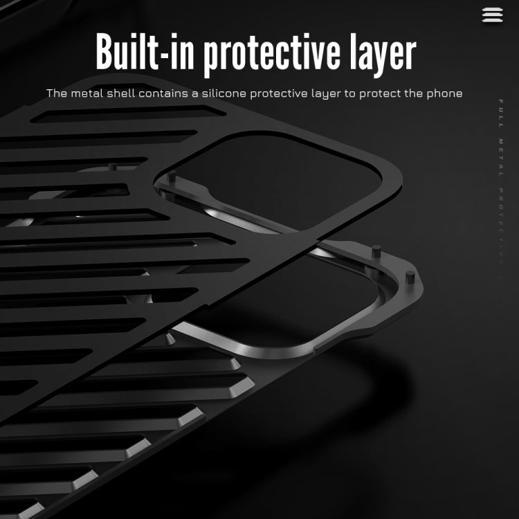 For iPhone 15 Pro R-JUST RJ-50 Hollow Breathable Armor Metal Phone Case(Space Grey) - iPhone 15 Pro Cases by R-JUST | Online Shopping South Africa | PMC TechLife | Buy Now Pay Later Mobicred