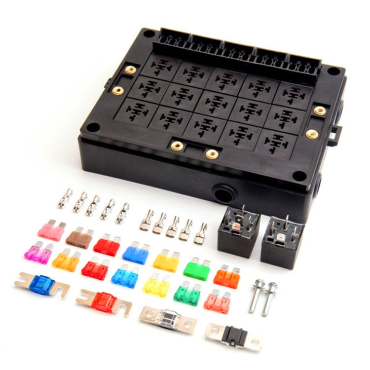 40A Car New Energy Multi-Way Fuse Relay Box Fuse Holder with 15pcs Fuse Blades, Style:4 Pin - Fuse by PMC TechLife | Online Shopping South Africa | PMC TechLife | Buy Now Pay Later Mobicred