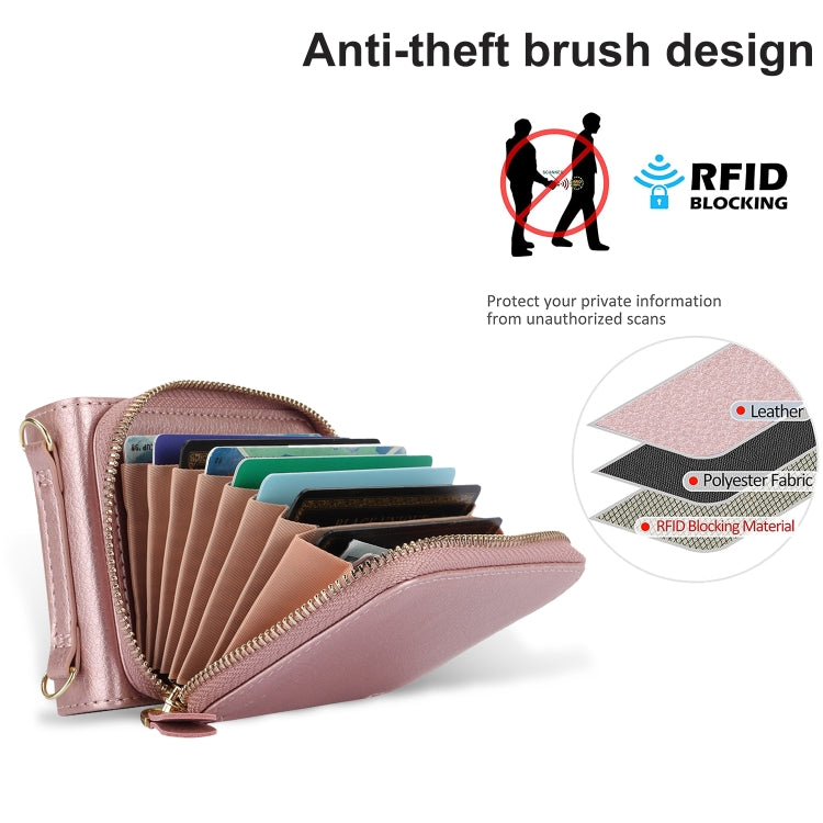 For Motorola Razr 40 Ultra Long and Short Lanyard Zipper Card Slot Foldable Phone Case(Pink) - Motorola Cases by PMC TechLife | Online Shopping South Africa | PMC TechLife | Buy Now Pay Later Mobicred