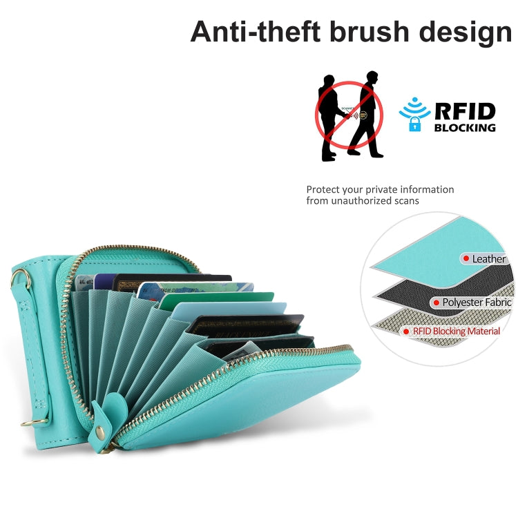 For Motorola Razr 40 Ultra Long and Short Lanyard Zipper Card Slot Foldable Phone Case(Mint Green) - Motorola Cases by PMC TechLife | Online Shopping South Africa | PMC TechLife | Buy Now Pay Later Mobicred