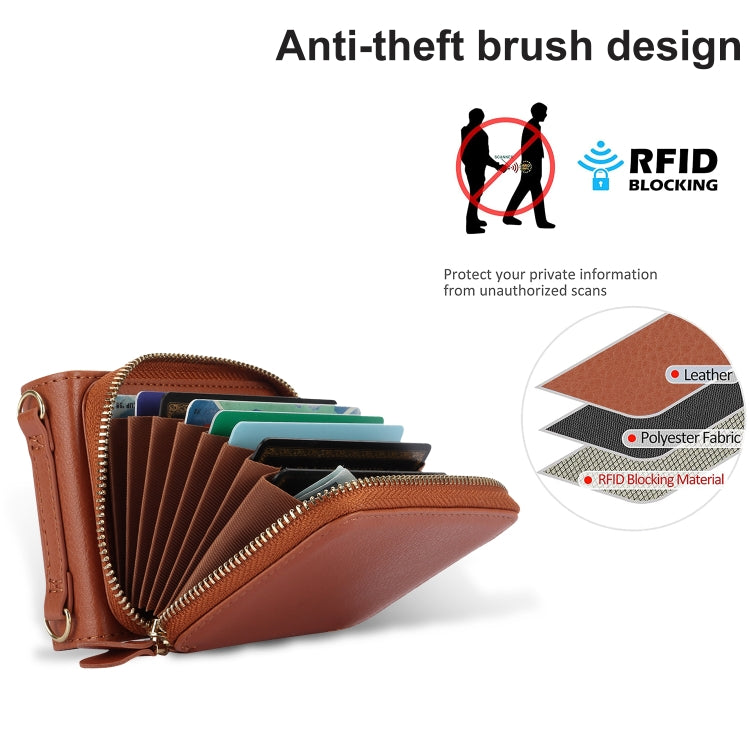 For Motorola Razr 40 Long and Short Lanyard Zipper Card Slot Foldable Phone Case(Brown) - Motorola Cases by PMC TechLife | Online Shopping South Africa | PMC TechLife | Buy Now Pay Later Mobicred