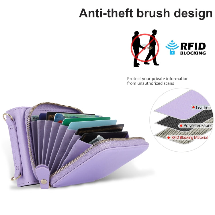 For Motorola Razr 40 Long and Short Lanyard Zipper Card Slot Foldable Phone Case(Purple) - Motorola Cases by PMC TechLife | Online Shopping South Africa | PMC TechLife | Buy Now Pay Later Mobicred