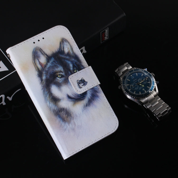 For Motorola Moto G Play 4G 2024 Coloured Drawing Flip Leather Phone Case(White Wolf) - Motorola Cases by PMC Jewellery | Online Shopping South Africa | PMC Jewellery | Buy Now Pay Later Mobicred