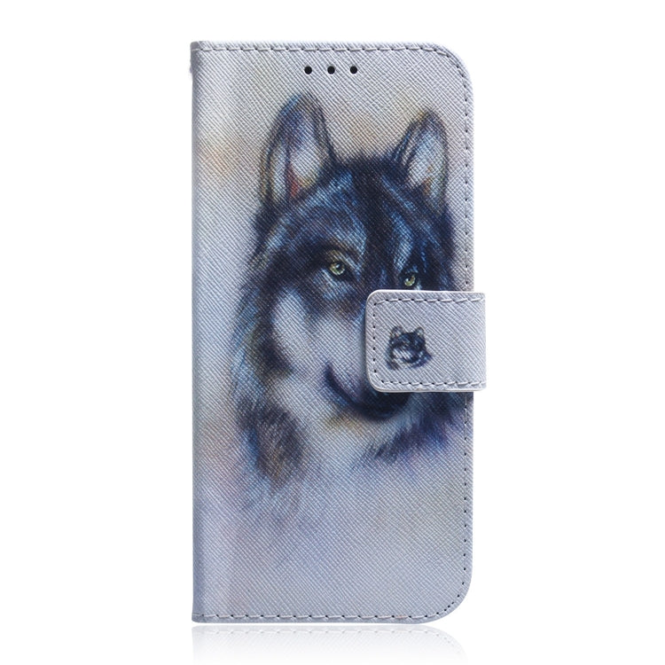 For Motorola Moto G Play 4G 2024 Coloured Drawing Flip Leather Phone Case(White Wolf) - Motorola Cases by PMC Jewellery | Online Shopping South Africa | PMC Jewellery | Buy Now Pay Later Mobicred