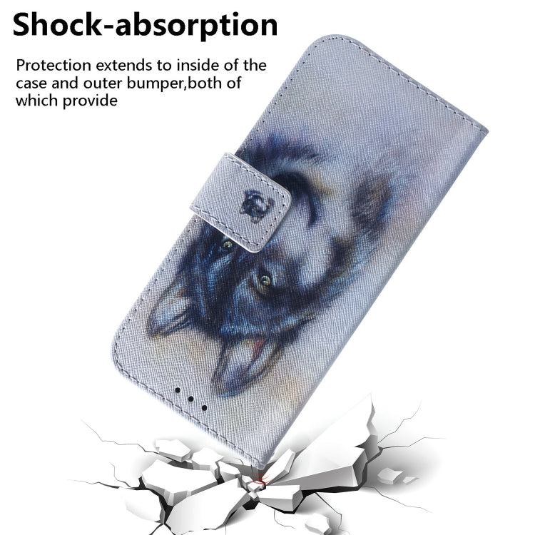 For Motorola Moto G Play 4G 2024 Coloured Drawing Flip Leather Phone Case(White Wolf) - Motorola Cases by PMC Jewellery | Online Shopping South Africa | PMC Jewellery | Buy Now Pay Later Mobicred