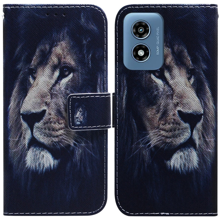 For Motorola Moto G Play 4G 2024 Coloured Drawing Flip Leather Phone Case(Lion) - free shipping - PMC Jewellery - Order now!