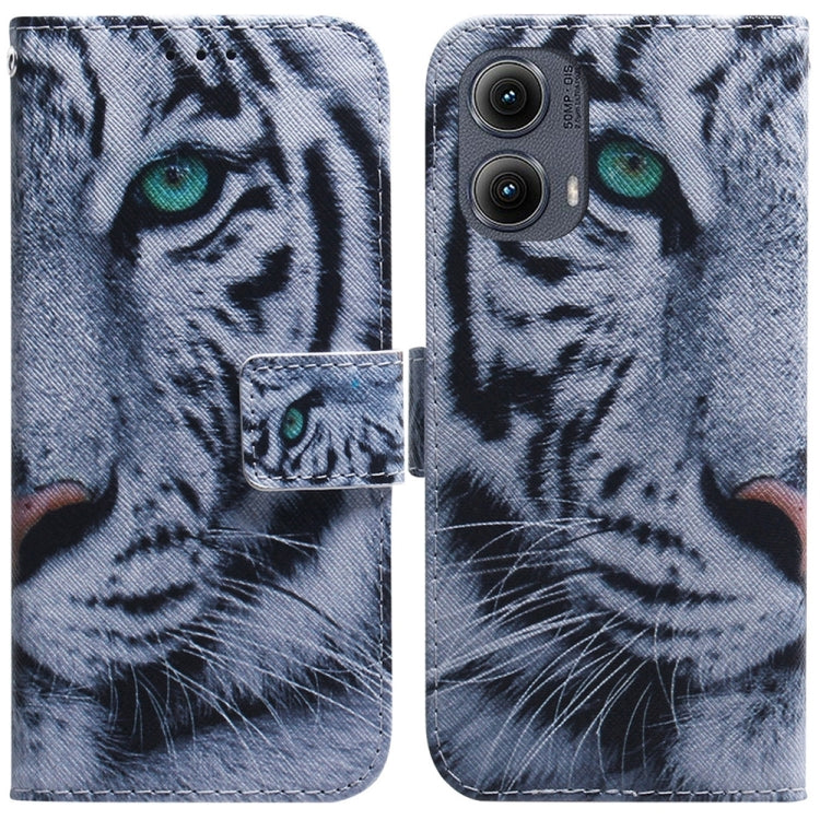 For Motorola Edge 2024 Coloured Drawing Flip Leather Phone Case(Tiger) - Motorola Cases by PMC Jewellery | Online Shopping South Africa | PMC Jewellery | Buy Now Pay Later Mobicred