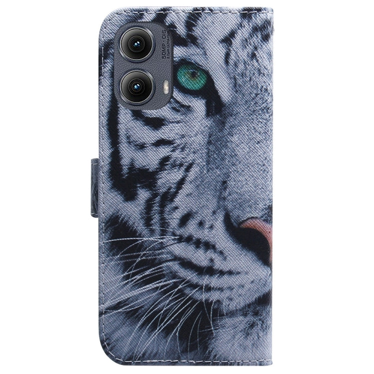 For Motorola Edge 2024 Coloured Drawing Flip Leather Phone Case(Tiger) - Motorola Cases by PMC Jewellery | Online Shopping South Africa | PMC Jewellery | Buy Now Pay Later Mobicred