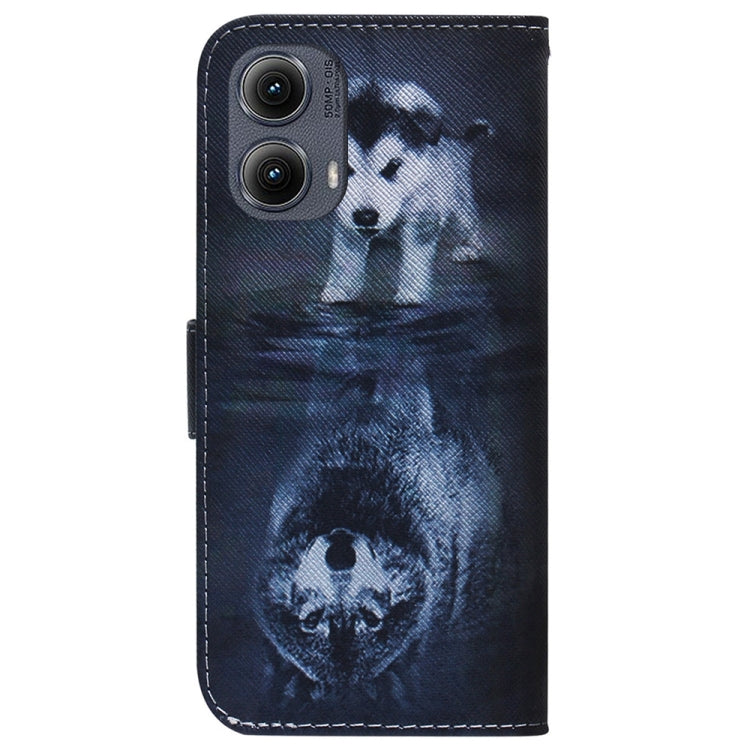 For Motorola Edge 2024 Coloured Drawing Flip Leather Phone Case(Wolf and Dog) - Motorola Cases by PMC Jewellery | Online Shopping South Africa | PMC Jewellery | Buy Now Pay Later Mobicred