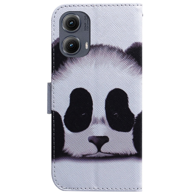 For Motorola Edge 2024 Coloured Drawing Flip Leather Phone Case(Panda) - Motorola Cases by PMC Jewellery | Online Shopping South Africa | PMC Jewellery | Buy Now Pay Later Mobicred