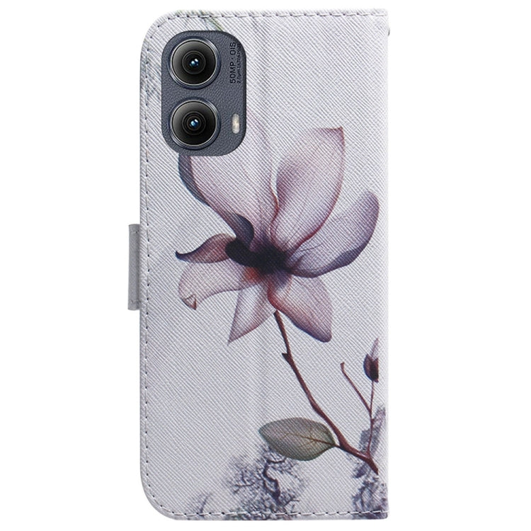For Motorola Edge 2024 Coloured Drawing Flip Leather Phone Case(Magnolia) - Motorola Cases by PMC Jewellery | Online Shopping South Africa | PMC Jewellery | Buy Now Pay Later Mobicred