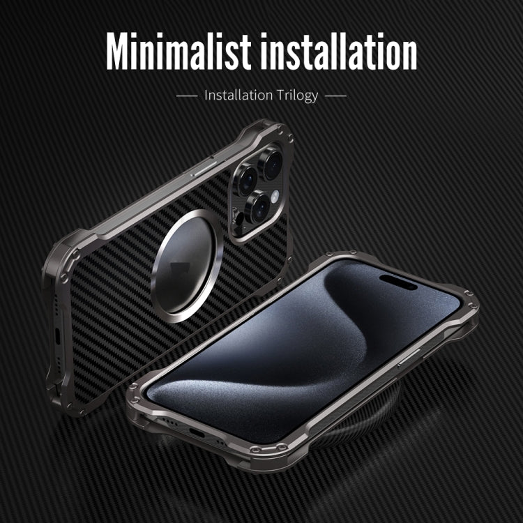 For iPhone 15 Plus R-JUST RJ51 Hollow MagSafe Magnetic Metal Phone Case(Space Grey) - free shipping - PMC TechLife - Order now!