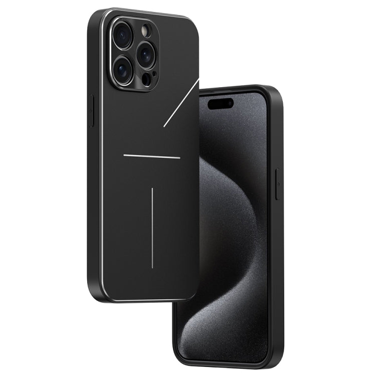 For iPhone 15 Pro R-JUST RJ52 3-Line Style Metal TPU Shockproof Phone Case(Black) - free shipping - PMC TechLife - Order now!
