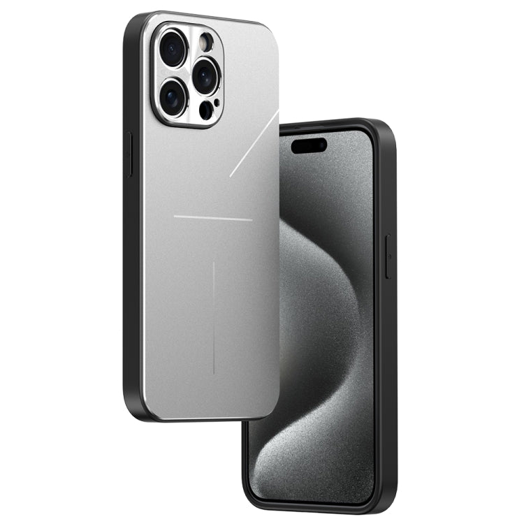 For iPhone 15 Pro R-JUST RJ52 3-Line Style Metal TPU Shockproof Phone Case(Silver) - free shipping - PMC TechLife - Order now!