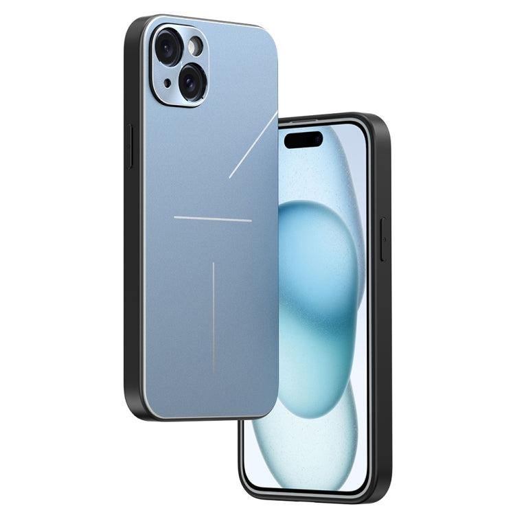 For iPhone 15 Plus R-JUST RJ52 3-Line Style Metal TPU Shockproof Phone Case(Blue) - iPhone 15 Plus Cases by R-JUST | Online Shopping South Africa | PMC TechLife | Buy Now Pay Later Mobicred