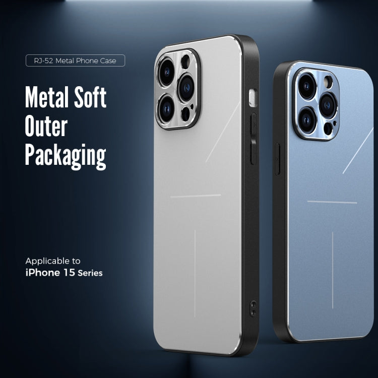 For iPhone 15 Plus R-JUST RJ52 3-Line Style Metal TPU Shockproof Phone Case(Black) - free shipping - PMC TechLife - Order now!